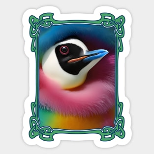 Funky rainbow penguin bird lover bright graphic Sticker